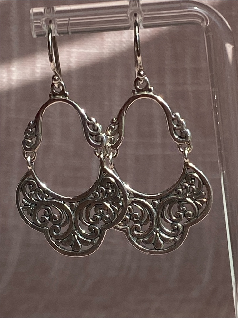 Sterling Silver Filigree chandelier Drop Earrings